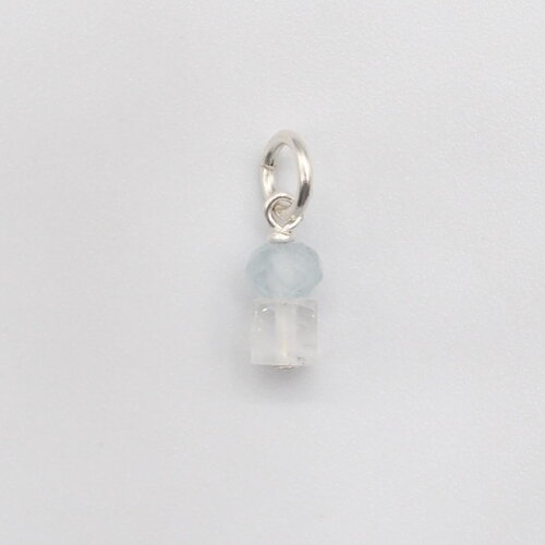 Pendentif manius cristal de roche et aigue-marine argent massif