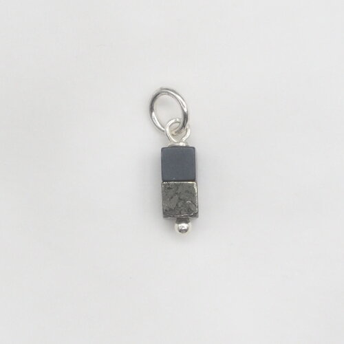 Pendentif rodin hématite et pyrite argent massif