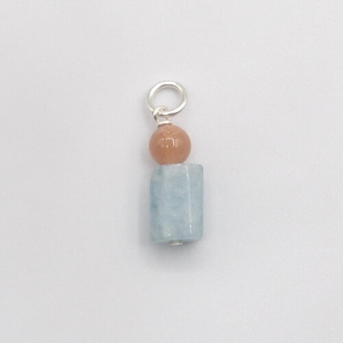 Pendentif marin aigue-marine et pierre de soleil argent massif