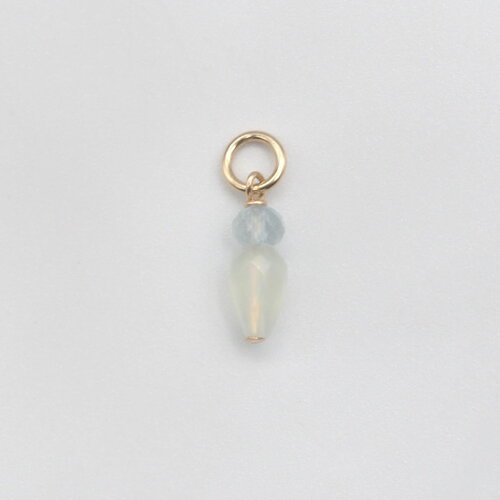 Pendentif avel jade et aigue-marine or 14 carats (gold filled)
