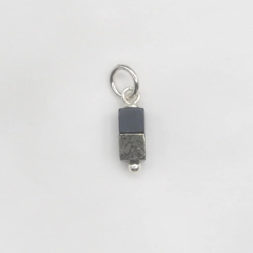 Pendentif rodin hématite et pyrite argent massif
