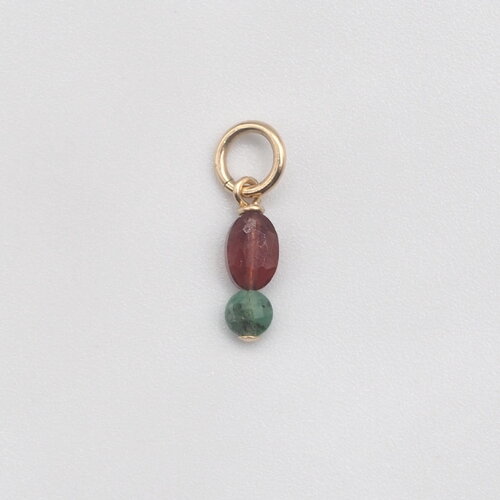Pendentif ada grenat almandin avec émeraude or 14 carats (gold filled)