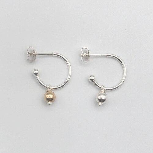 Boucles d'oreilles mérope perles argent massif et or 14 carats (gold filled)