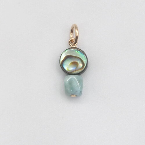 Pendentif pio nacre abalone et larimar or 14 carats (gold filled)