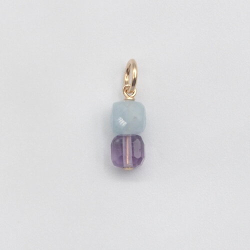 Pendentif titouan aigue-marine et fluorite or 14 carats (gold filled)
