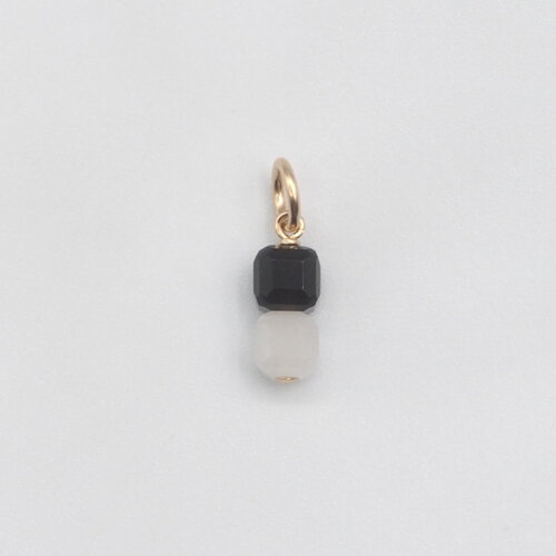 Pendentif hécate obsidienne dorée et jade or 14 carats (gold filled)