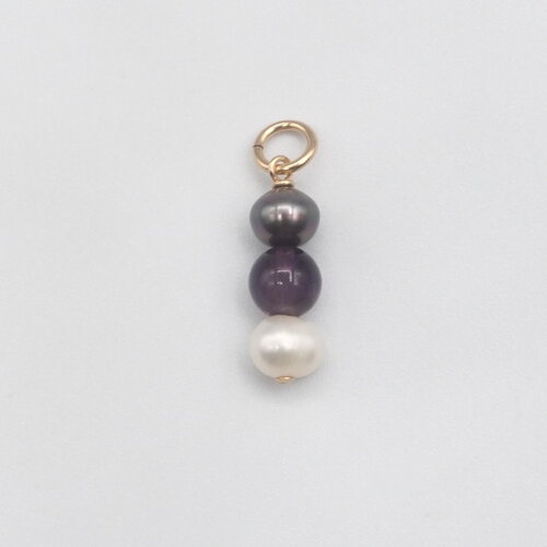 Pendentif alixe perles d'eau douce et améthyste or 14 carats (gold filled)