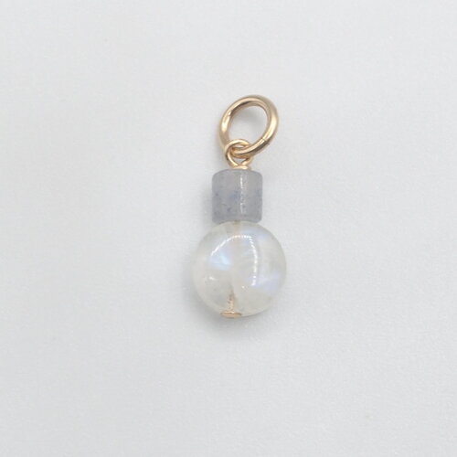 Pendentif abelle labradorite blanche (pierre de lune arc-en-ciel) et aventurine bleue or 14 carats (gold filled)
