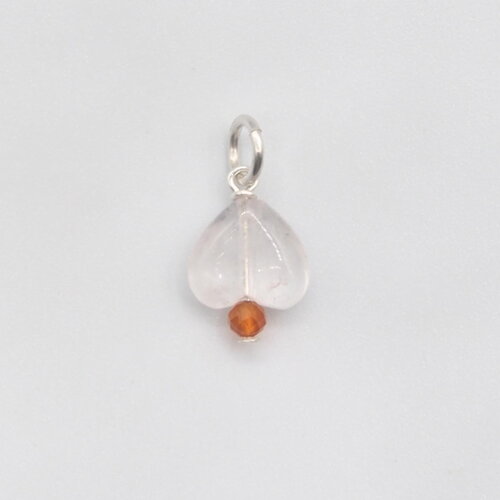 Pendentif lovely coeur quartz rose avec cornaline argent massif
