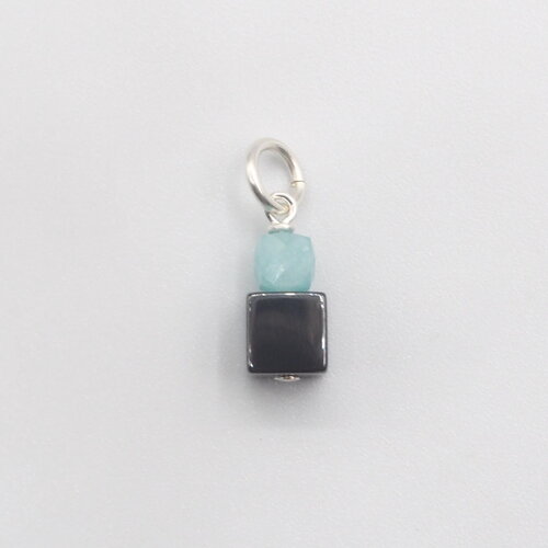 Pendentif aiden hématite et amazonite argent massif