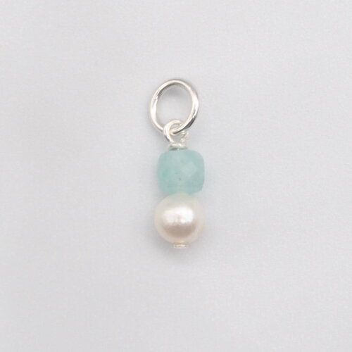 Pendentif tarni perle d'eau douce et amazonite argent massif