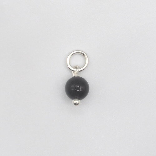 Pendentif adelphe obsidienne argentée argent massif
