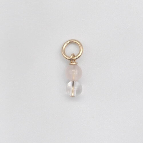Pendentif abelle cristal de roche et quartz rose or 14 carats (gold filled)