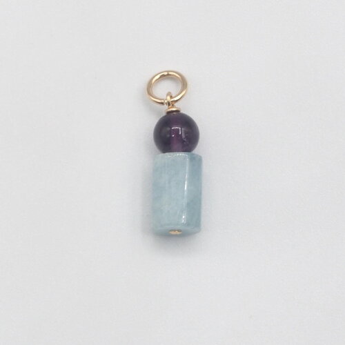 Pendentif marin aigue-marine et améthyste or 14 carats (gold filled)