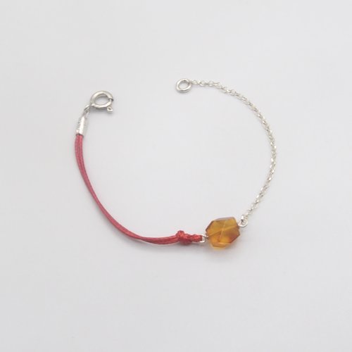 Bracelet nerola ambre jaune baltique chaîne et cordon argent massif
