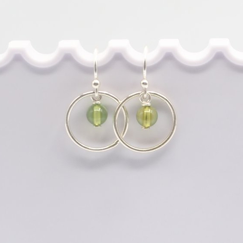 Boucles d'oreilles midori ambre vert des caraïbes argent massif