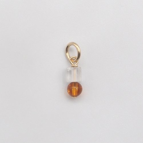 Pendentif tobias cristal de roche et ambre or 14 carats (gold filled)