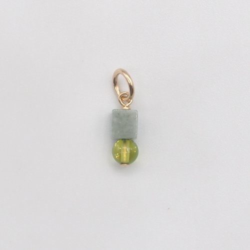 Pendentif tarvid jade et ambre verte des caraïbes or 14 carats (gold filled)