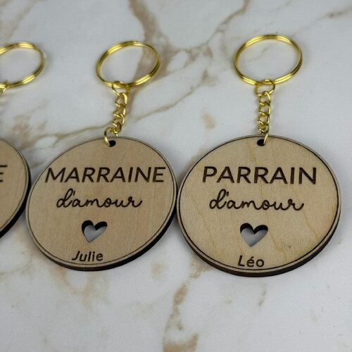 Porte-clés en bois à personnaliser, cadeau pour toute la famille, parrain, marraine...