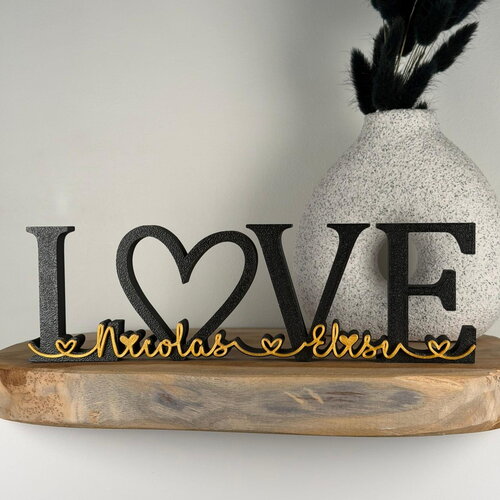 Mot à personnaliser love + prénoms - couleurs au choix - cadeau noël couple, saint-valentin, anniversaire