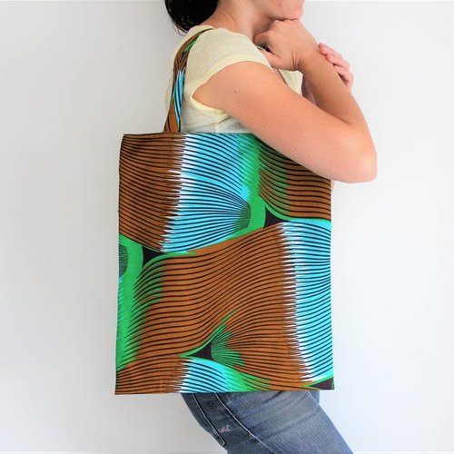 Tote bag, pagne africain, sac cabas, sac ethnique plage, sac été, accessoire été, sac écologique, accessoire plage, imprimé tropi
