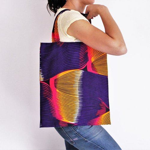 Tote bag, pagne africain, sac cabas, sac ethnique plage, sac été, accessoire été, sac écologique, accessoire plage, imprimé tropi
