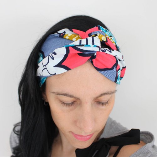 Headband fleurs, accessoire cheveux, cheveux femme, headband turban ethnique, bandeau pagne africain, accessoire été, turban