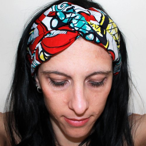 Headband wax, headband ethnique, accessoire cheveux, wrap tête, cadeau femme, turban ethnique, bandeau cheveux rouge, motifs ethniques