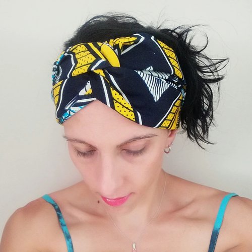 Headband géométrique, accessoire cheveux femme, headband turban ethnique, bandeau pagne africain, accessoire été, tu