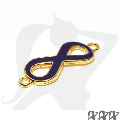 Connecteur symbole infini - métal doré et émail - violet