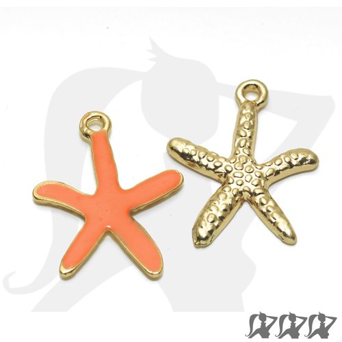 4 breloques étoile de mer couleur bronze 26 x 23 mm