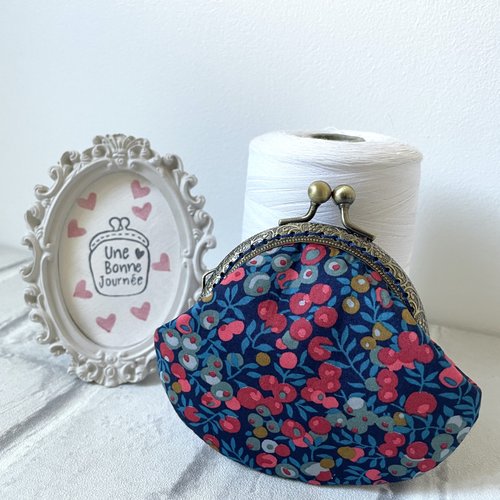 Porte-monnaie à fermoir en métal liberty of london baies wiltshire bleu et rouge//cadeau pour elle