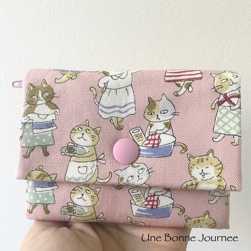 Porte-feuille fille chatons de maison menage coton oxford japonais//porte-feuille rose//cadeau enfant