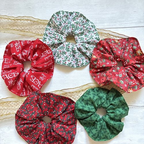 Lot de 5 scrunchies chouchous noël-déco sapin-idée cadeau
