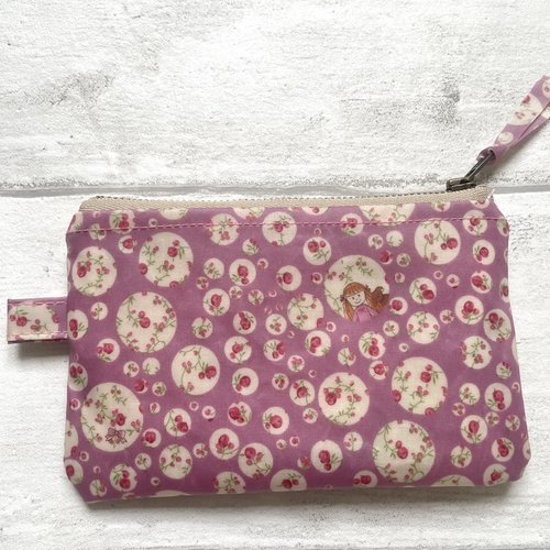 Pochette porte monnaie en liberty of london enduit joanna //pochette fermeture eclair//porte carte//handy pouch