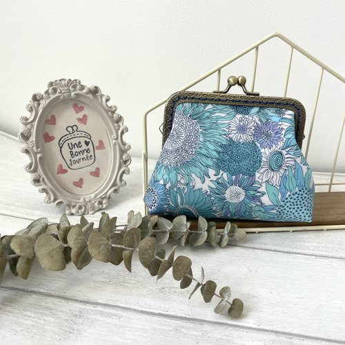 Porte monnaie en fermeture metal liberty of london japon small suzanna bleu