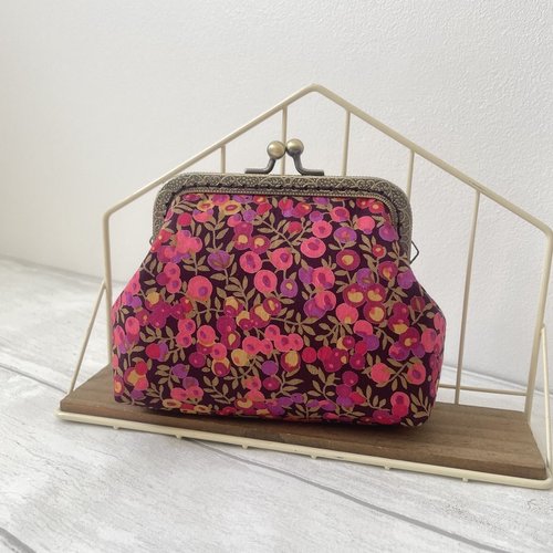 Porte monnaie en fermeture metal liberty of london tana lawn wiltshire couleur bordeaux