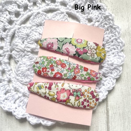 Lot de 3 barrettes liberty - couleur rose