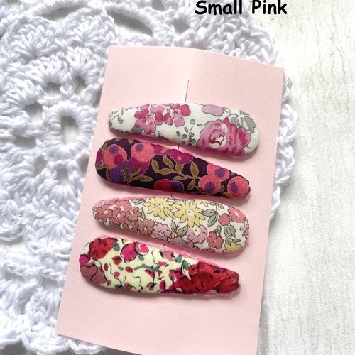 Lot de 4 petites barrettes liberty - couleur rose