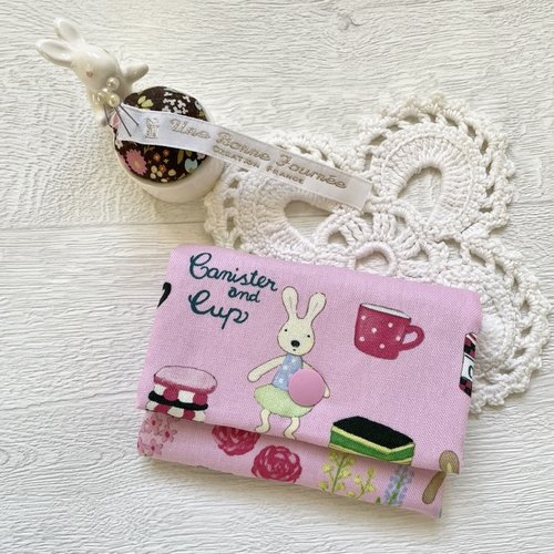 Porte-feuille enfant lapin rose coton japonais//porte-feuille jaune//cadeau enfant