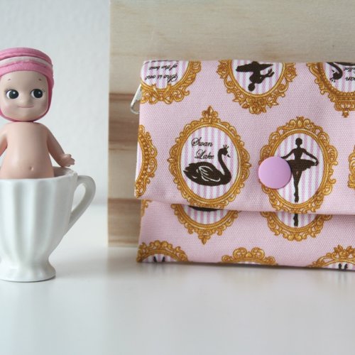 Porte-feuille fille ballerina en coton oxford japonais//cadeau enfant