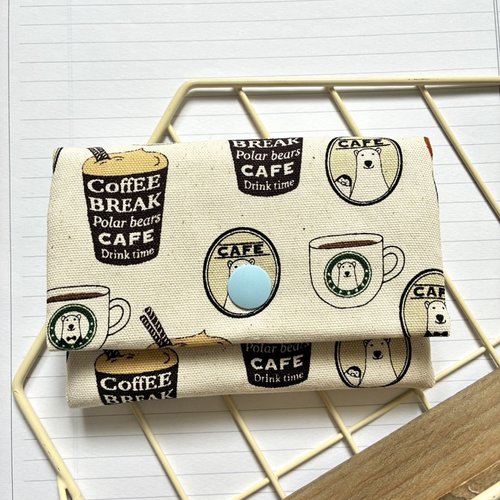 Porte-feuille café ours en coton oxford japonais//cadeau enfant