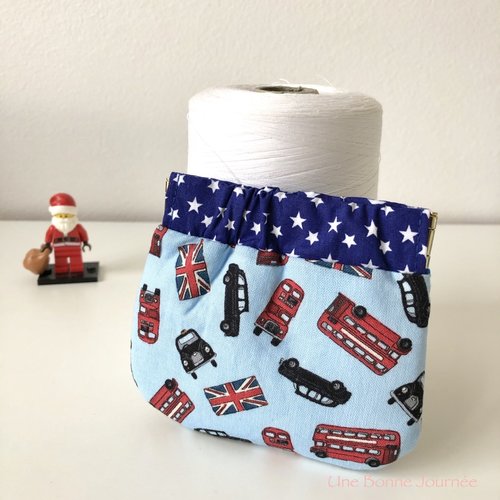 Porte-monnaie bleu london bus taxis //tissu japonais//cadeau unique