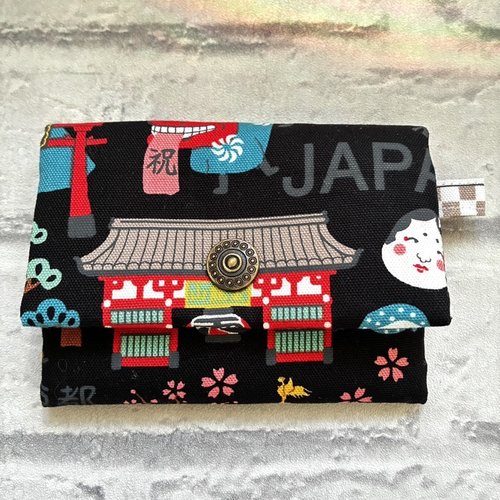 Porte-feuille porte cartes maneki neko monuments japonais