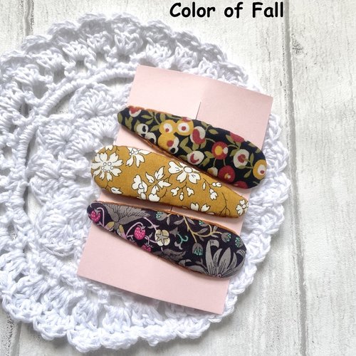 Lot de 3 barrettes liberty - couleur marron jaune moutard