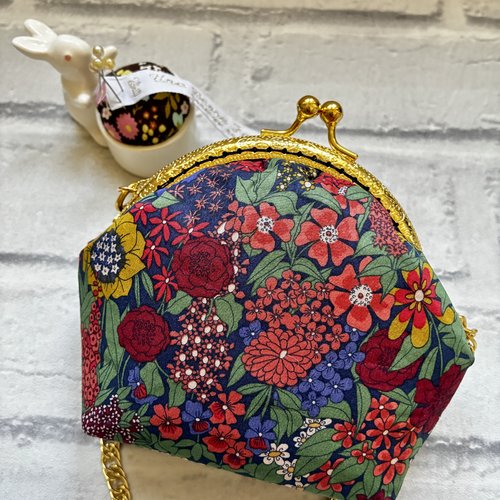 Porte-monnaie fermoir métal or tissu liberty of london ciara • bijou de sac fleuri fait main