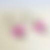 Boucles d'oreilles bohème chic / anneau laiton bronze et sequins émail rose et noir / bijou féminin élégant boho / cadeau noël femme
