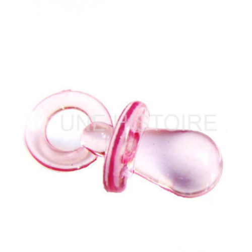 Breloque tétine - pendentif totoche bébé en résine transparente rose - 31 x 15 mm
