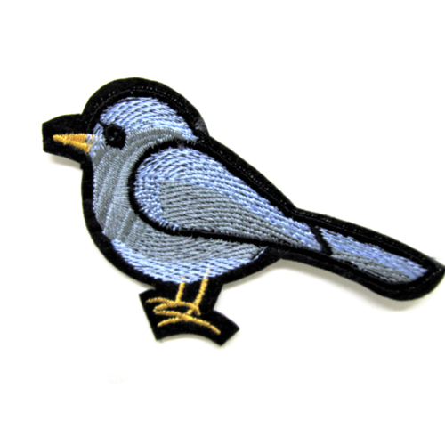 Patch thermocollant oiseau bleu à coudre ou repasser - 86 x 52 mm - ecusson brodé animal