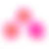 Lot de 3 breloques pendentif en forme de fleur en silicone rose foncé et jaune 25 x 23 mm